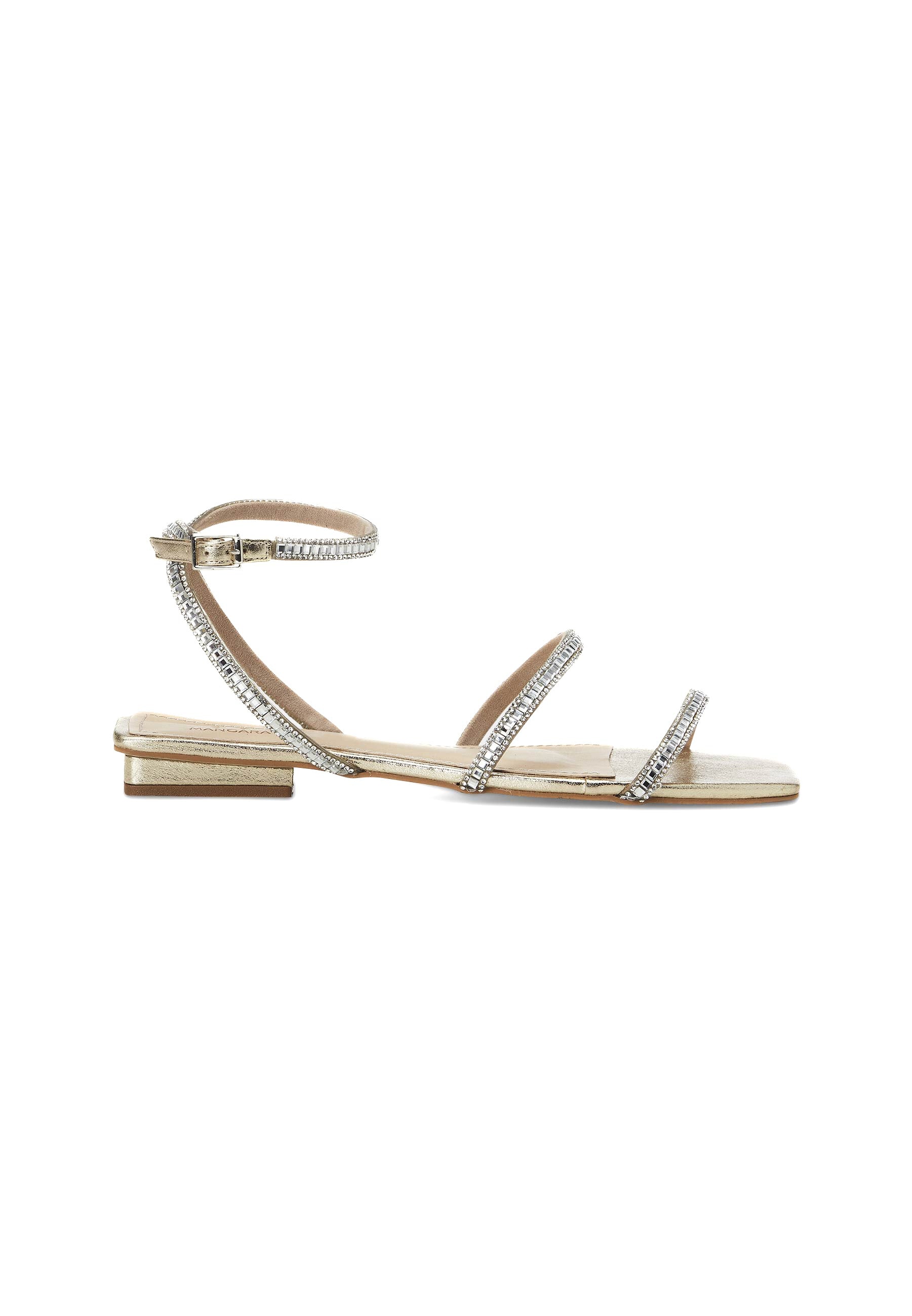 Silver Leather Flat Sandals – Handcrafted with Crystal Straps