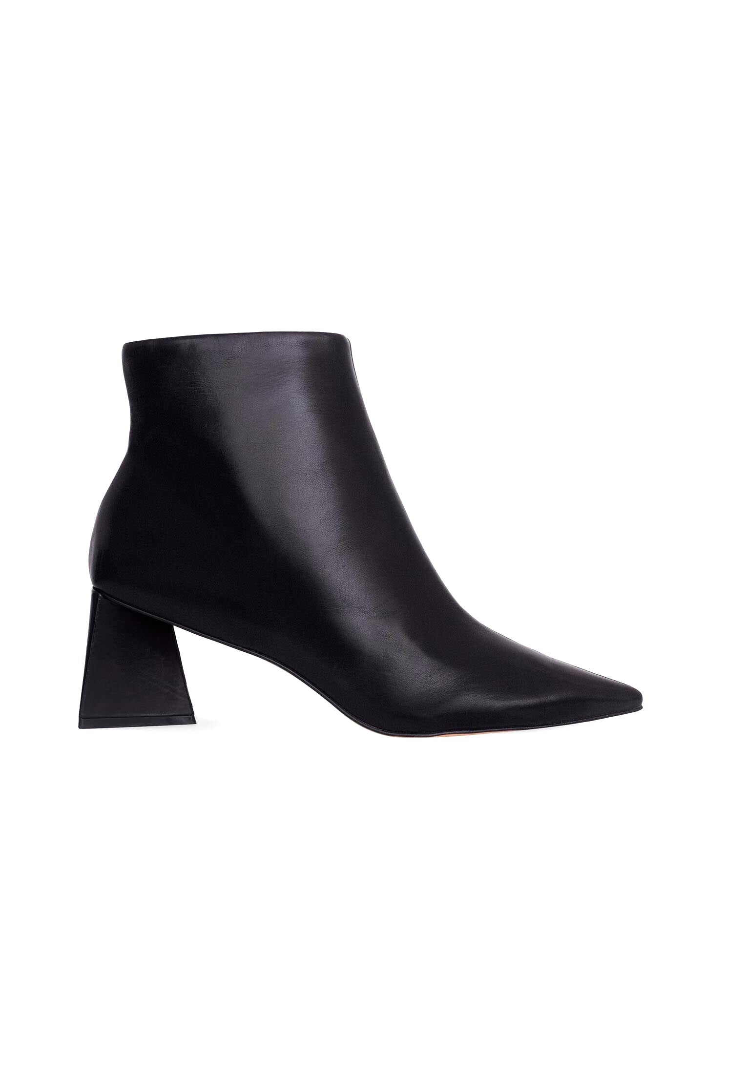 Black Sheepskin Leather Ankle Boots Mabea – Women’s Pointed-Toe Block Heel