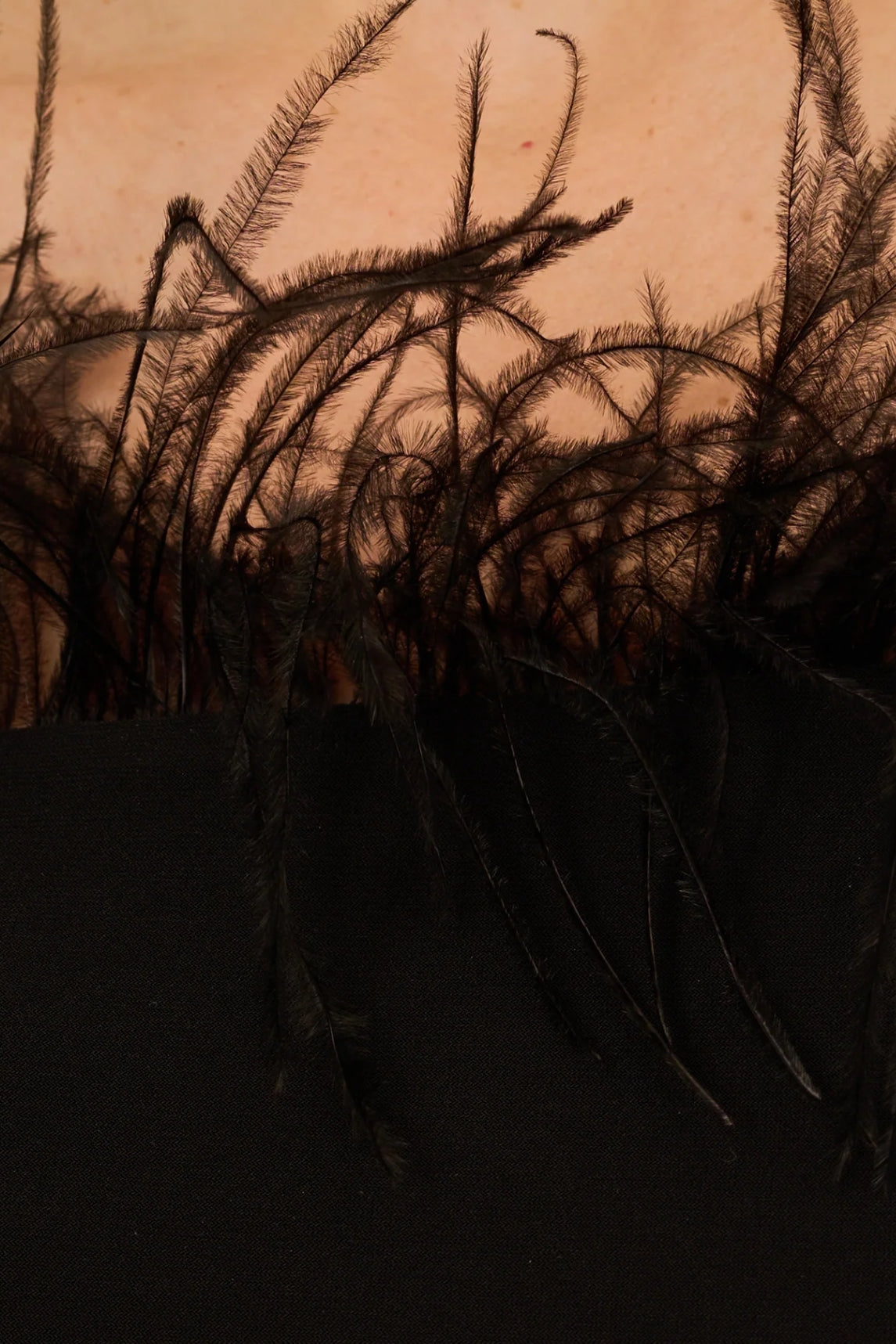 Adrianna Papell Off The Shoulder 3/4 Sleeve with Feather Accents