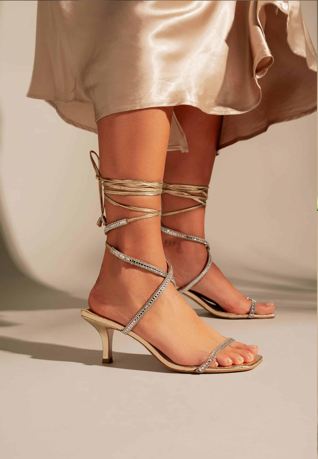 GoldenLeather 8 cm Heeled Sandals – Handcrafted Open-Toe Design