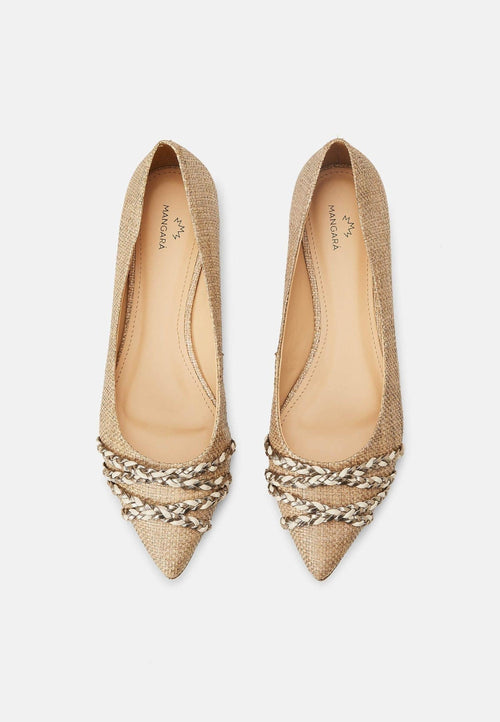 Beige Natural Raffia Ballerinas – Women’s Flats