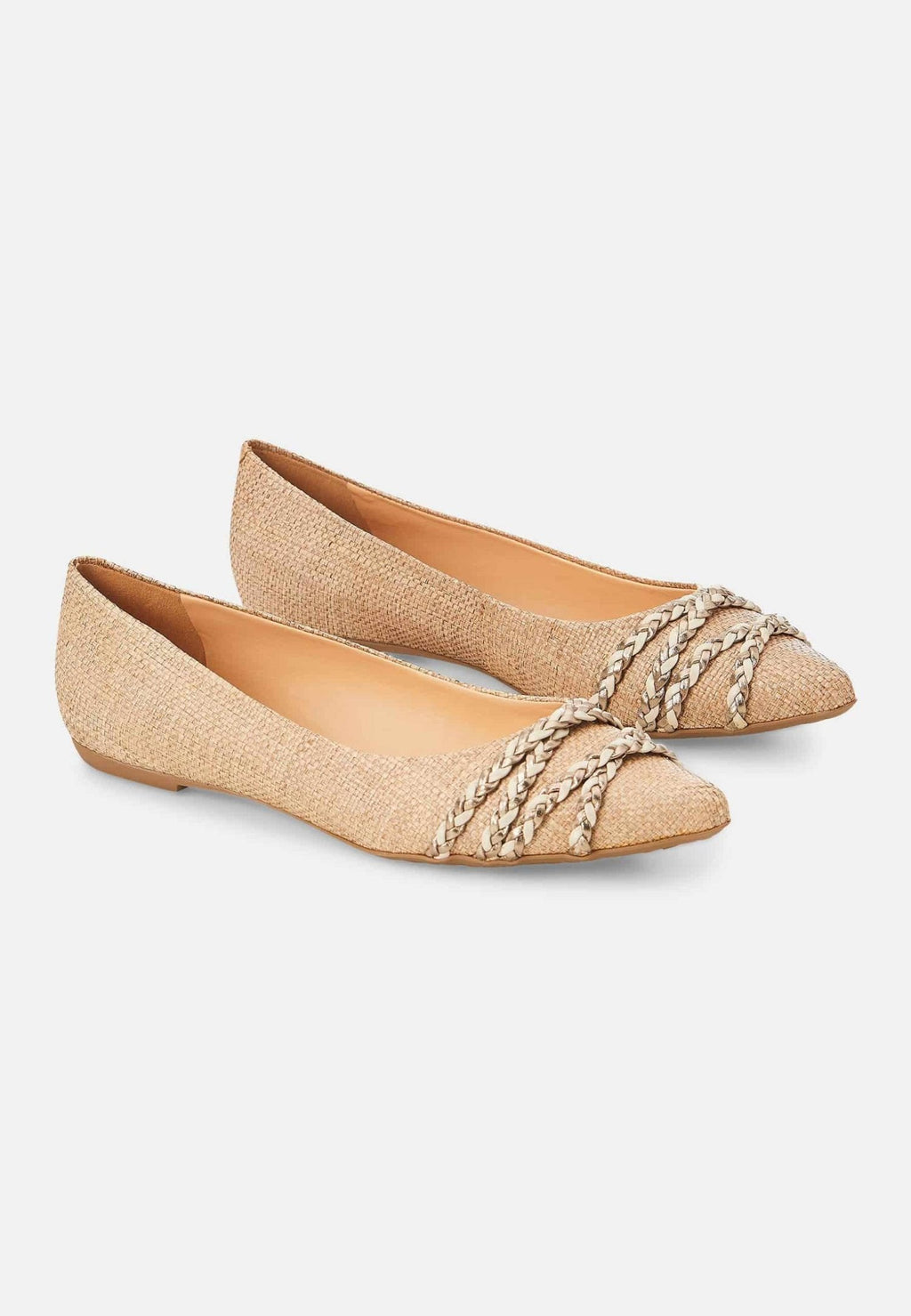 Beige Natural Raffia Ballerinas – Women’s Flats