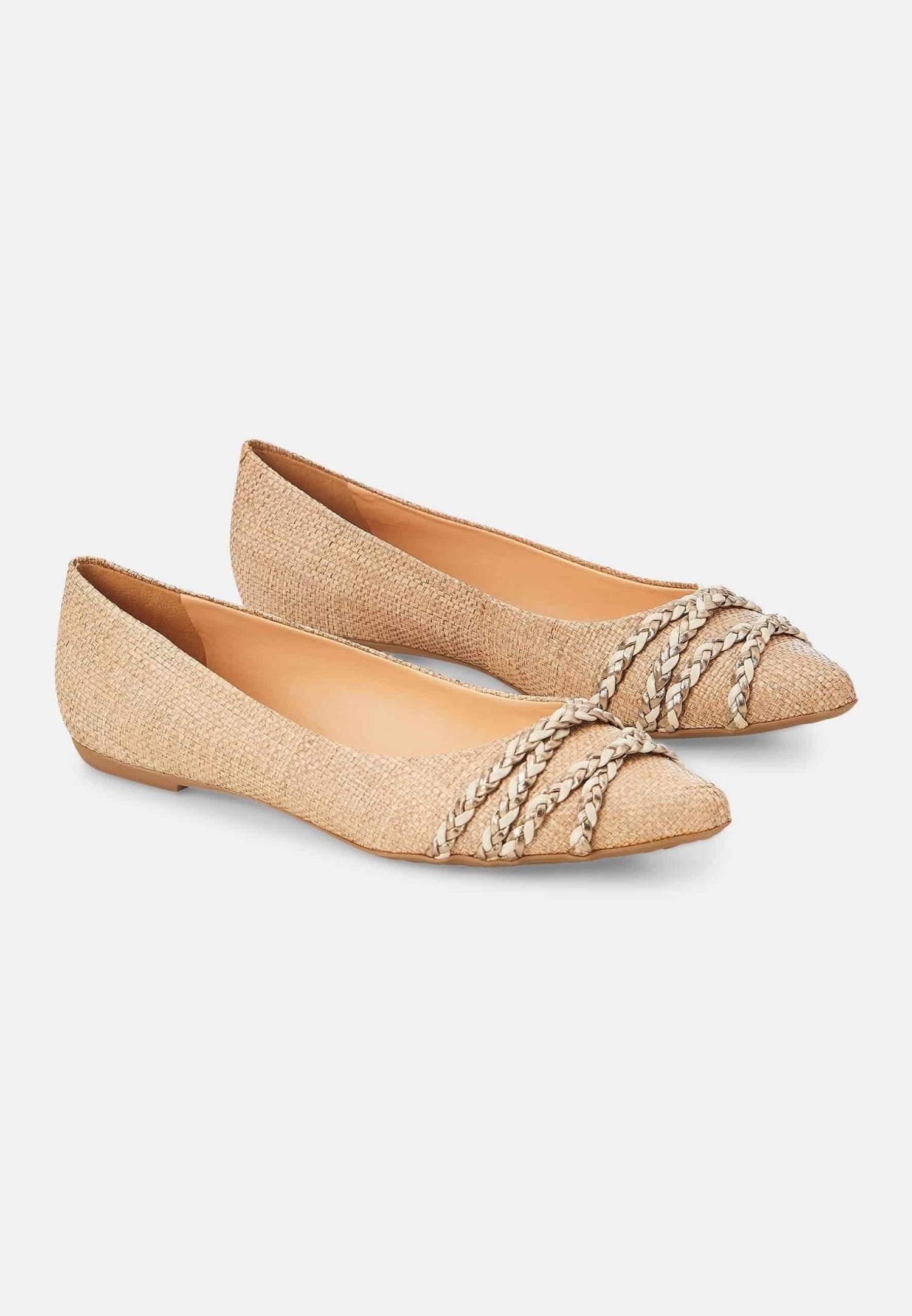 Beige Natural Raffia Ballerinas – Women’s Flats