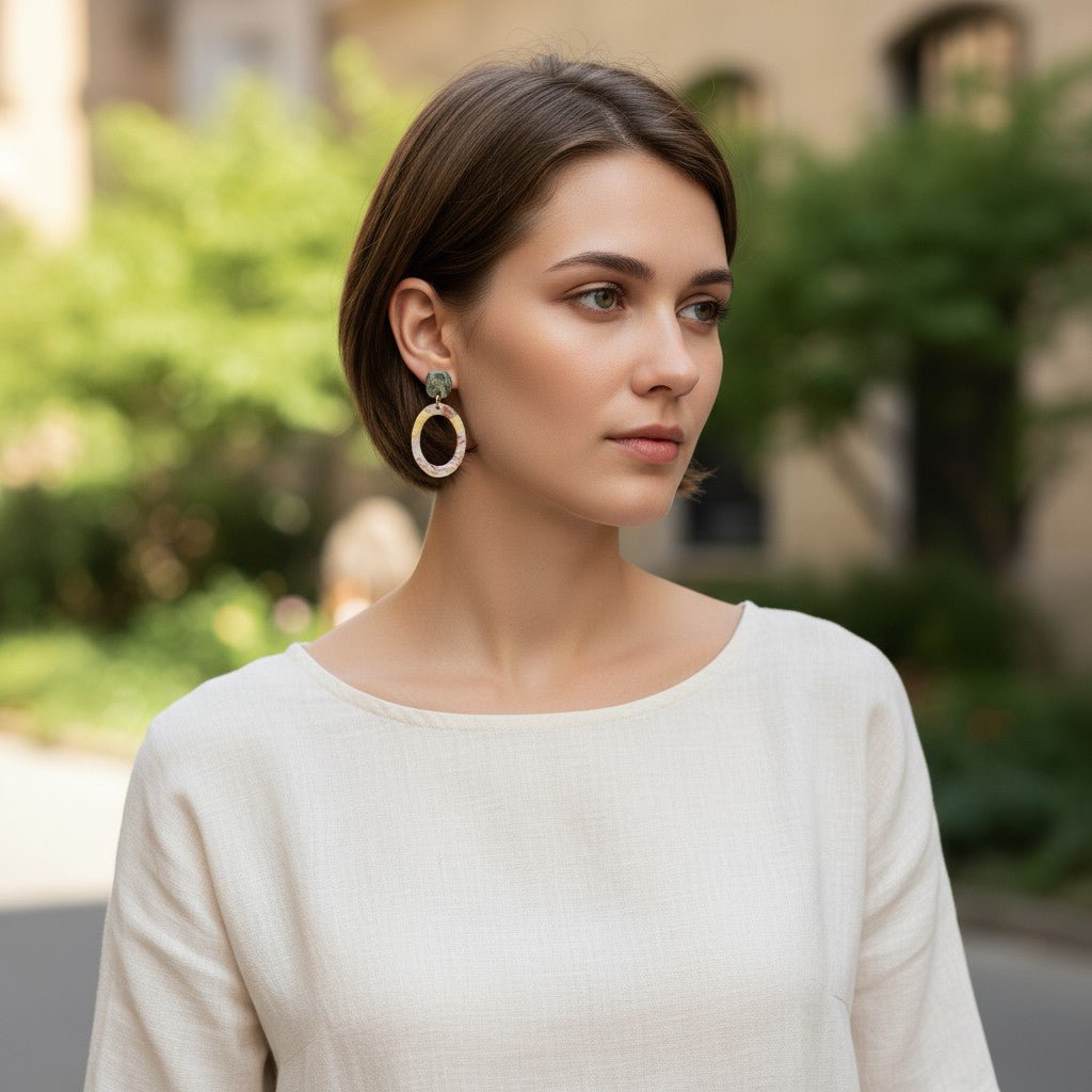 Ramona · Handgeschilderde Statement Oorbellen · Metallic kleuren